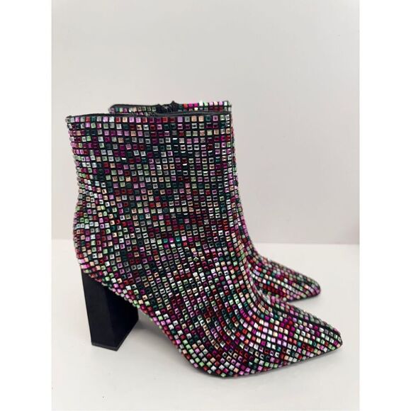 Wild Pair Boots Size 9 Womens Multicolor Pointed Toe Block Heel Fashion Booties - Picture 4 of 10